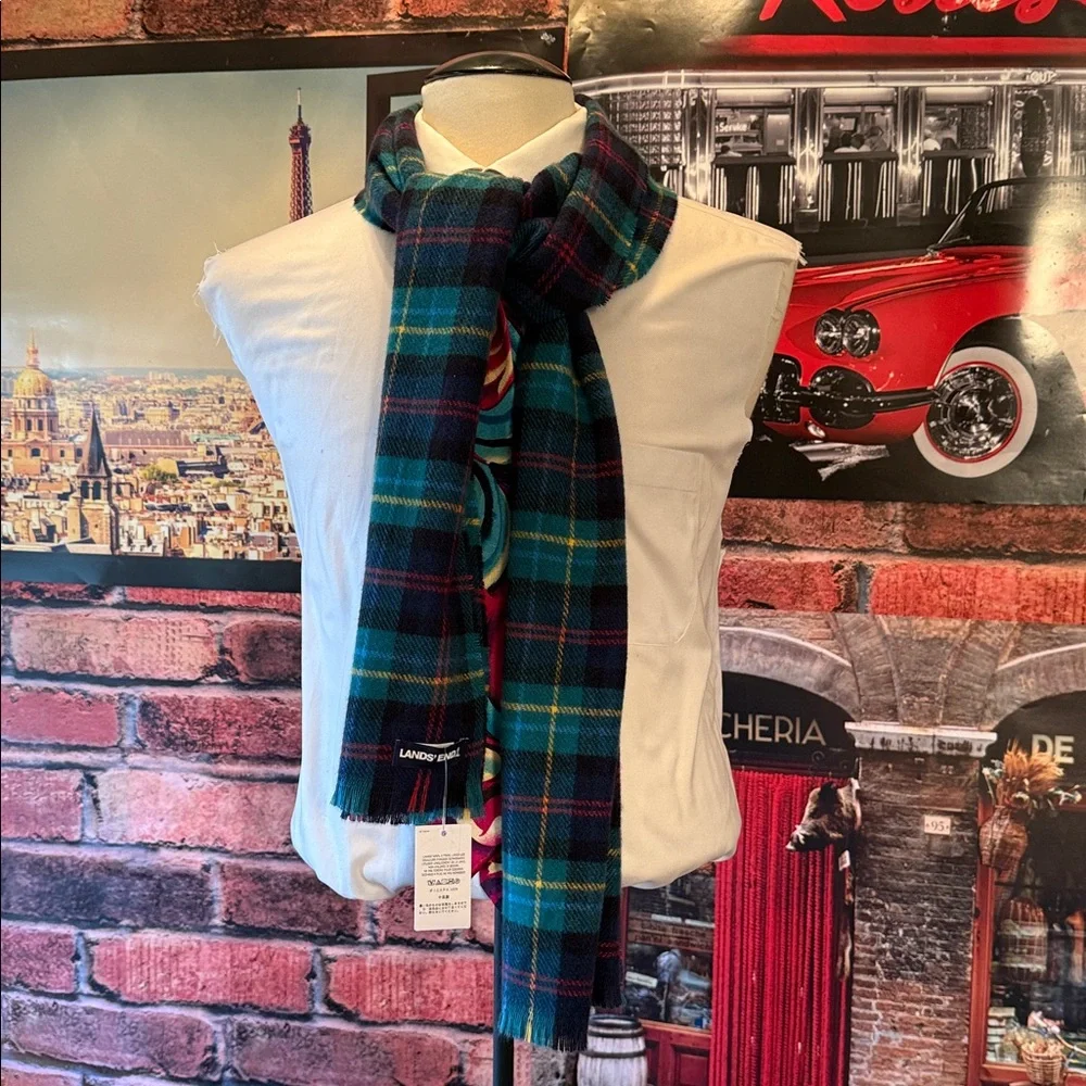 Lands' End Multicolor Plaid Scarf